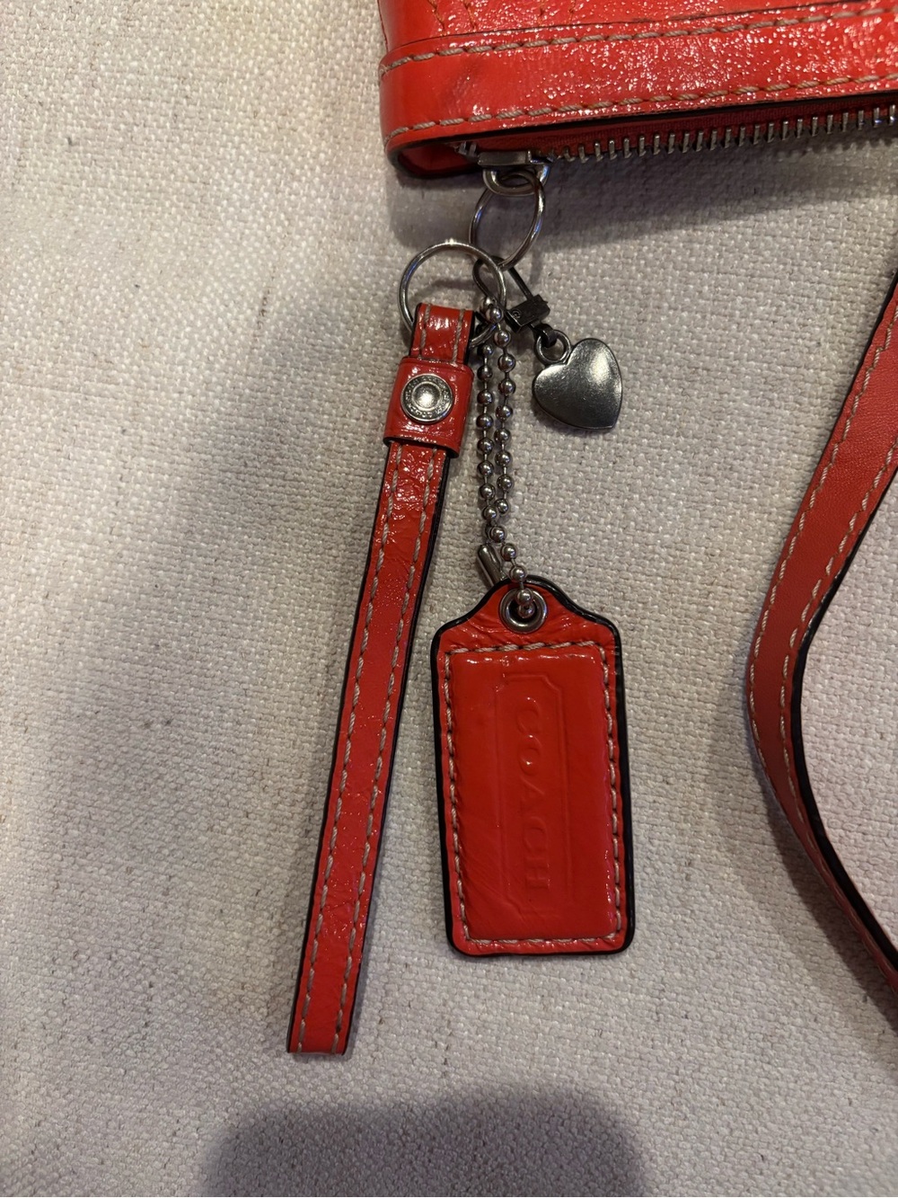 LOW START!🔥Coach Orange Patent Leather Tote with Signature Charm - Picture 7 of 13